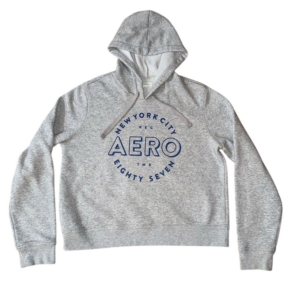 Aeropostale Men's XL‎ Gray NYC Graphic Pullover Hoodie Sweatshirt soft cozycore